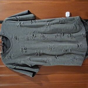 Rustic Dime Distressed Gray And Black Tee. Size M